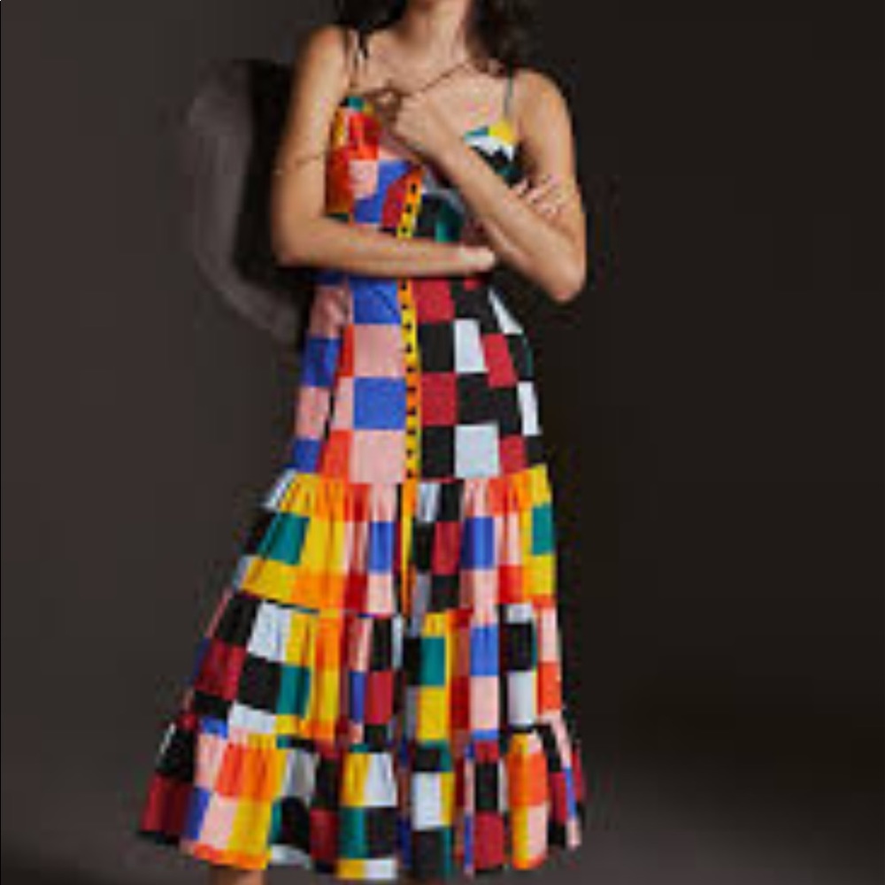 Anthropologie Reese Checkered Maxi Dress